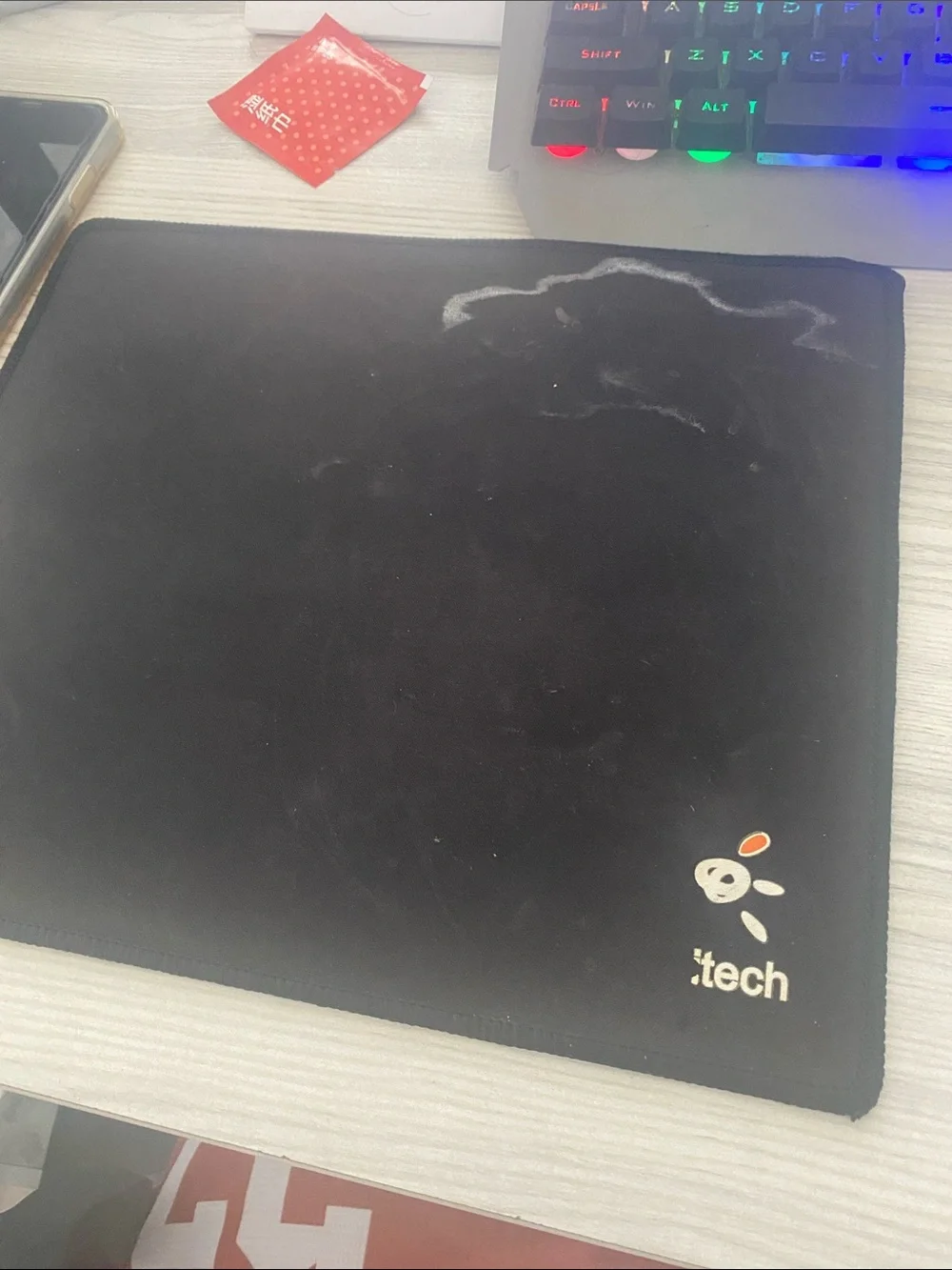 Black Gaming Mouse Pad with Logo — Smooth Low-Profile Surface